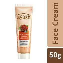 Lever Ayush Natural Fairness Saffron Face Cream, 50g For A Golden Glow With Saffron And Kumkumadi Tailam
