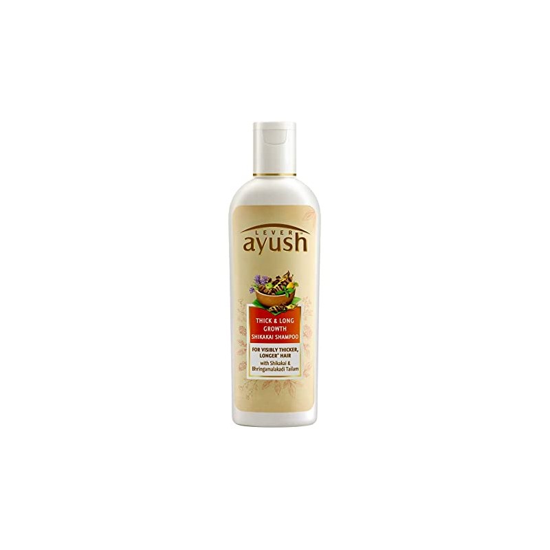 Lever Ayush Thick and Long Growth Shikakai Shampoo, 330ml for Visibly Thicker, Longer Hair