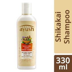 Lever Ayush Thick and Long Growth Shikakai Shampoo, 330ml for Visibly Thicker, Longer Hair