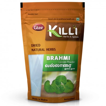 Killi Herbs & Spices Brahmi Leaves Powder (Gotu Kola Leaves Powder), 100g (Memory Booster)