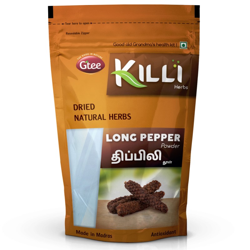Killi Herbs & Spices Long Pepper Powder (Pippli Powder), 100g (Cold & Cough)
