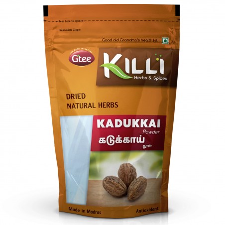 Killi Herbs & Spices Kadukkai, Haritaki Powder (Harad Powder), 100g (Constipation)