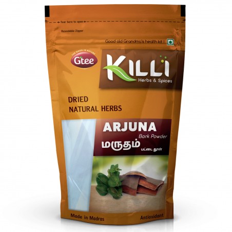 Killi Herbs & Spices Arjuna Bark Powder (Marutham Pattai), 100g (Supports Cardiac Health)