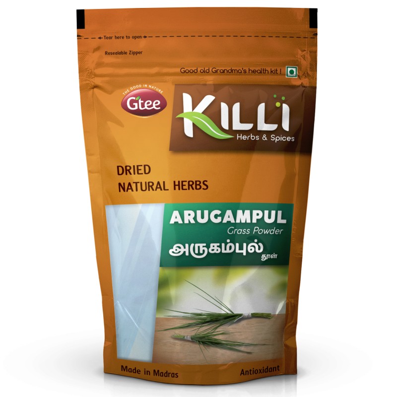 Killi Herbs & Spices Arugampul Grass Powder (Bremuda, Doob Grass Powder), 100g (Immunity Boost)