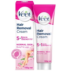 Veet Hair Removal Cream 5 In 1 Skin Benefits, 100g For Normal Skin (Body & Legs) With Lotus Milk & Jasmine Fragrance