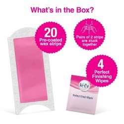 Veet Ready to Use Wax Strips Full Body Waxing Kit - Normal Skin, 20 Strips