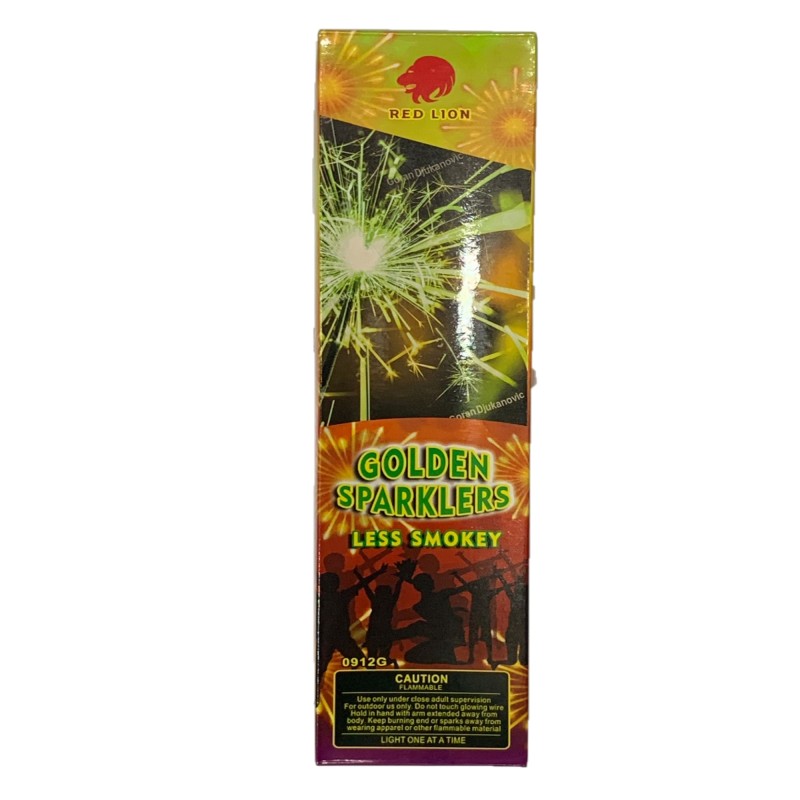 Red Lion Golden Sparklers (12 Inch), Less Smokey Sparklers, 100pcs In Each Box