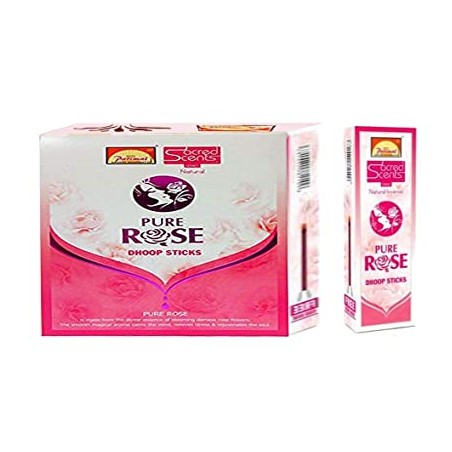 Parimal Sacred Scents Pure Rose Dhoop Batti, 1 box of 6pkts (50g Each) for Pooja and Prayer with Dhoop Stand