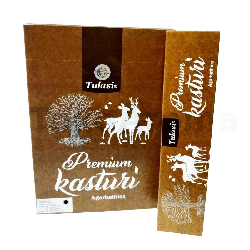 Tulasi Premium Kasturi Agarbathies (Incense Sticks) 1 box of 12 packs (25g each)