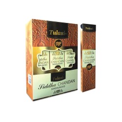 Tulasi Siddha Chandan Sandalwood Incense Sticks (1 box of 12 packs, 20 Sticks In Each Pack)