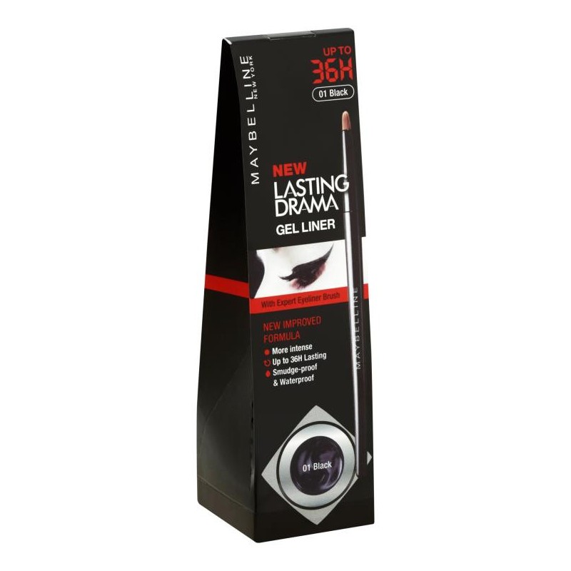 Maybelline Newyork New Lasting Drama Gel Liner, 2.5g With Expert Eyeliner Brush (01 Black), Upto 36H Lasting