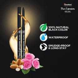 Himalaya Pure Expression Kajal 100% Natural Black Color, 0.30g Waterproof & Smudge Proof, With Almond Oil & Rose