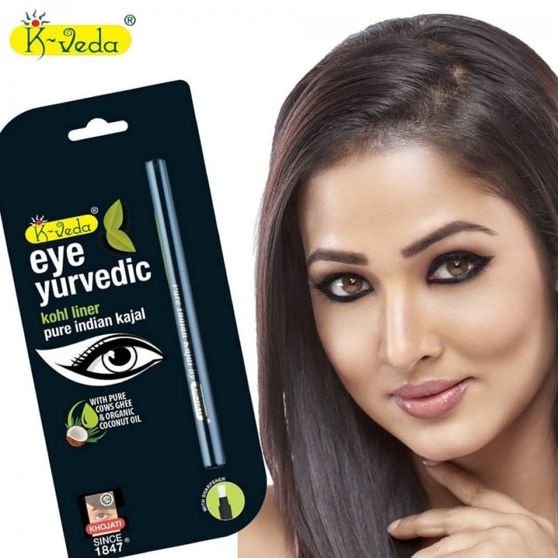 K Veda Eye Yurvedic Kohl Liner Pure Indian Kajal, 0.2g- With Pure Cow Ghee & Organic Coconut Oil