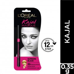 Loreal Paris Kajal Magique Supreme Black, 0.35g- 12Hrs Smudge Proof & Waterproof