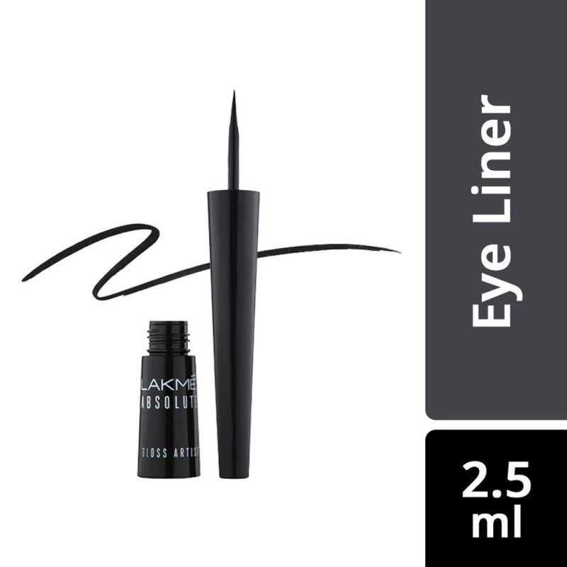 Lakme Absolute Gloss Artist Liquid Eyeliner, 2.5ml- Black, Smudge Proof & Long Lasting