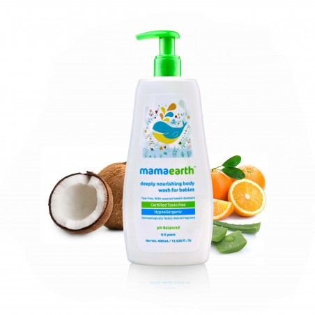 Mamaearth Deeply Nourishing Body Wash For Babies With Coconut Based Cleansers, 400ml Tear-Free (0-5 Years)