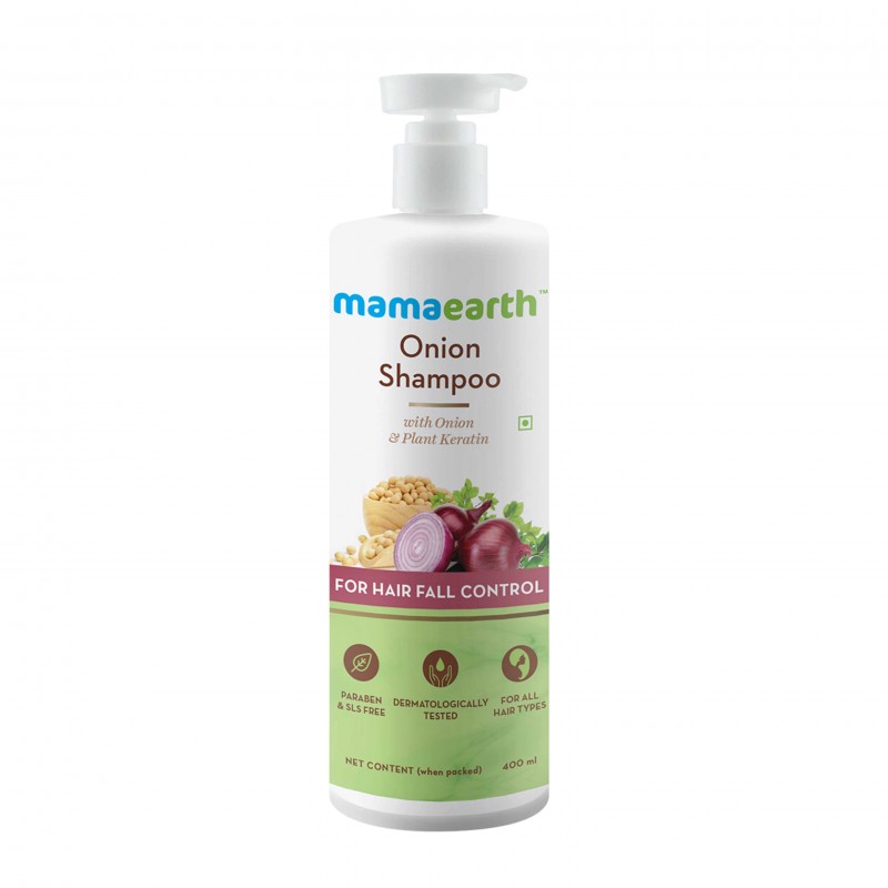 Mamaearth Onion Shampoo With Onion & Plant Keratin, 400ml For Hair Fall Control