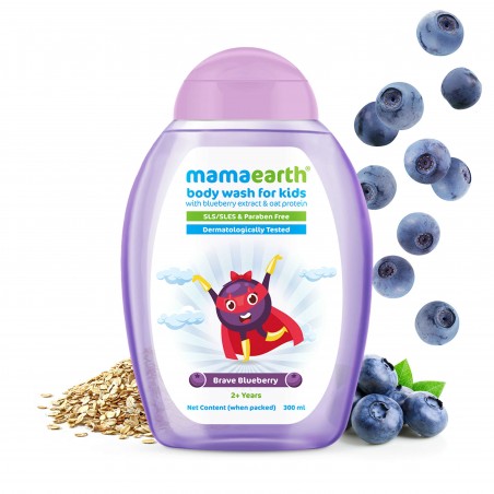 Mamaearth Brave Blueberry Body Wash For Kids With Blueberry Extract & Oat Protein, 300ml (2+ Years)