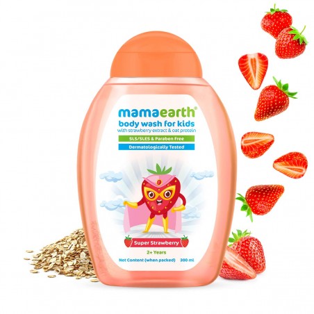 Mamaearth Super Strawberry Body Wash For Kids With Strawberry Extract & Oat Protein, 300ml (2+ Years)