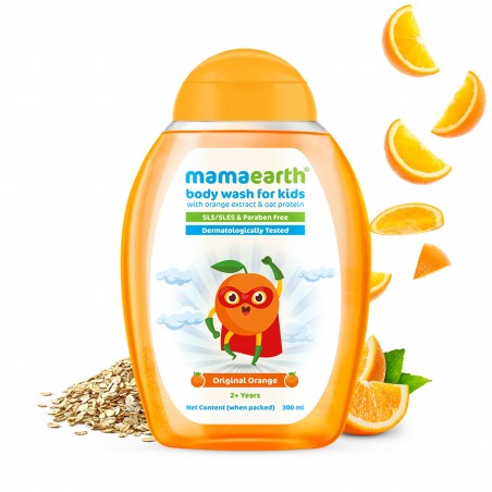 Mamaearth Original Orange Body Wash For Kids With Orange Extract & Oat Protein, 300ml (2+ Years)