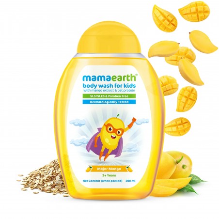 Mamaearth Major Mango Body Wash For Kids With Mango Extract & Oat Protein, 300ml (2+ Years)