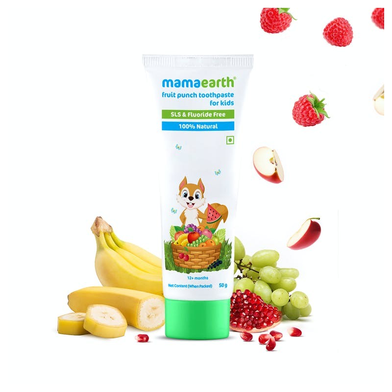 MamaEarth Fruit Punch Toothpaste For Kids, Pack of 2 (50g Each)- 100% Natural (12+ Months)
