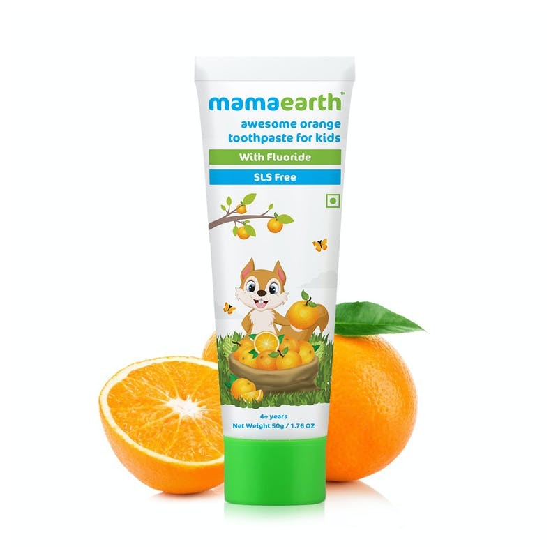 MamaEarth Awesome Orange Toothpaste For Kids, Pack of 2 (50g Each), SLS Free (4+ Years)