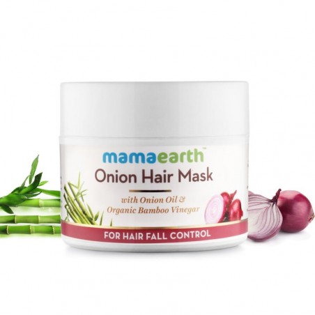 MamaEarth Onion Hair Mask, 200g with Onion Oil & Organic Bamboo Vinegar For Hair Fall Control