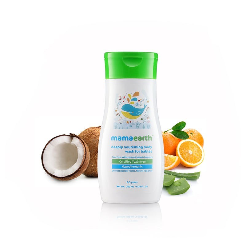 MamaEarth Deeply Nourishing Body Wash For Babies, 200ml With Coconut Based Cleansers (0-5 Years)