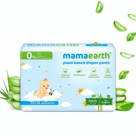 MamaEarth Plant Based Diaper Pants With 2X Absorption, Size XL (12-17 Kg), 30 Diapers