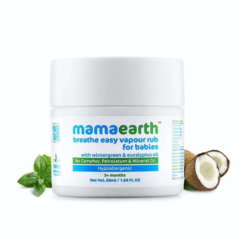 MamaEarth Breathe Easy Vapourub For Babies With Winter Green & Eucalyptus Oil, 50ml (3+ Months)