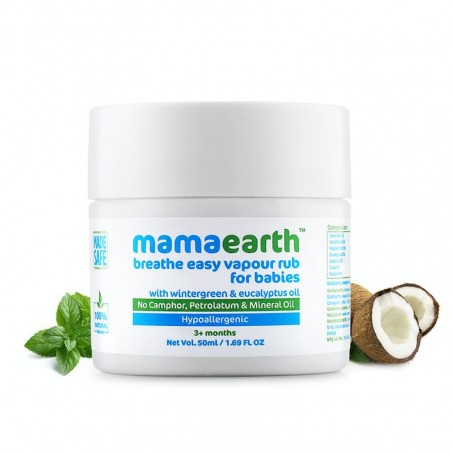 MamaEarth Breathe Easy Vapourub For Babies With Winter Green & Eucalyptus Oil, 50ml (3+ Months)