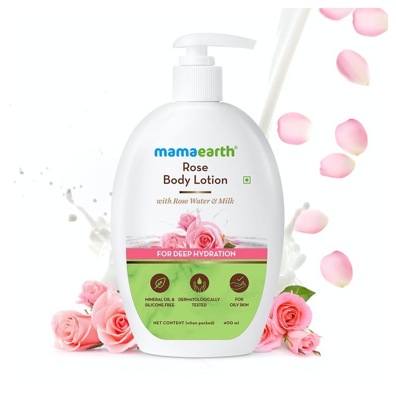MamaEarth Rose Body Lotion With Rose Water & Milk, 400ml For Deep Hydration