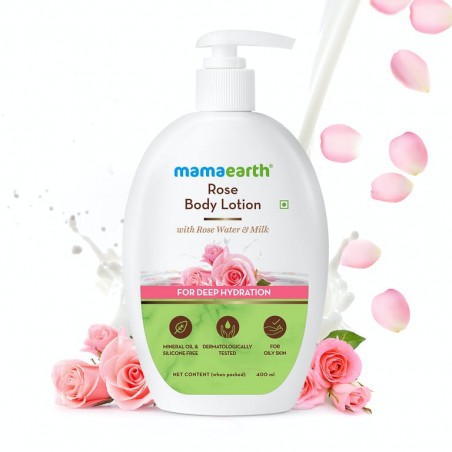 MamaEarth Rose Body Lotion With Rose Water & Milk, 400ml For Deep Hydration