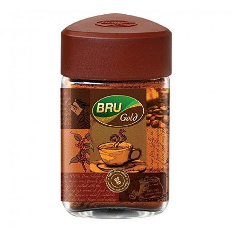 Bru Gold Instant Coffee, 100% Pure Granulated Coffee, 100g