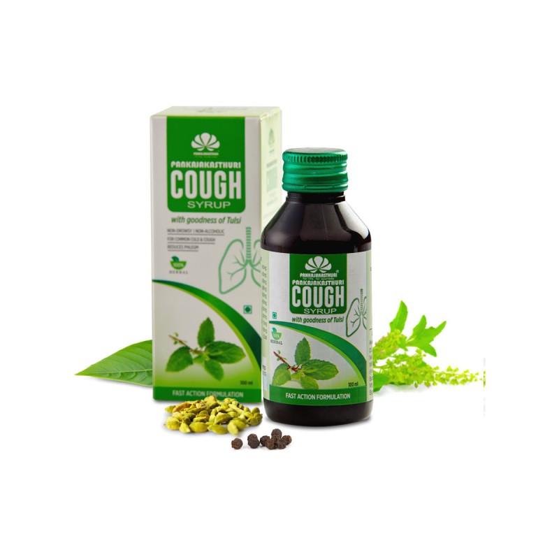 Pankajakasthuri Sugar Free Cough Syrup With Goodness Of Tulsi, 100ml- For Common Cold & Cough Reduces Phlegm