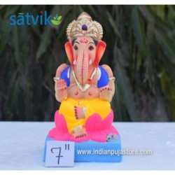 Kamal Aasan Eco Friendly Ganesha Idol Made of Clay Shadu Mati 7 Inches