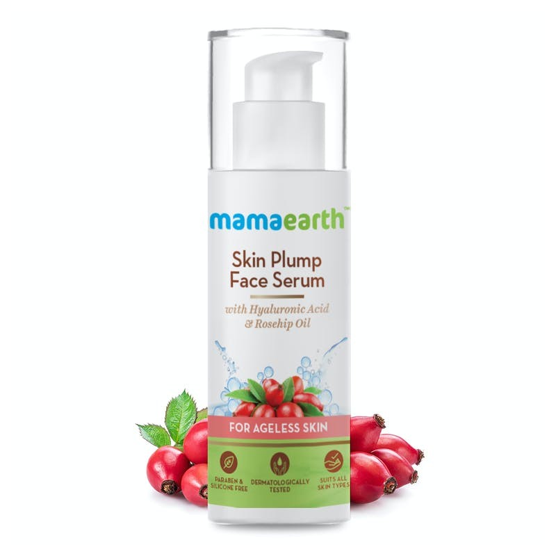 MamaEarth Skin Plump Face Serum With Hyaluronic Acid & Rosehip Oil, 30g For Ageless Skin