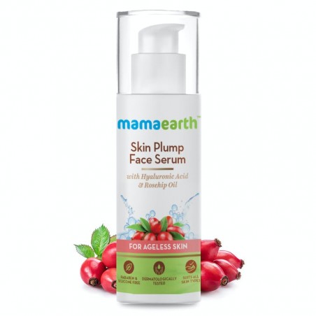 MamaEarth Skin Plump Face Serum With Hyaluronic Acid & Rosehip Oil, 30g For Ageless Skin