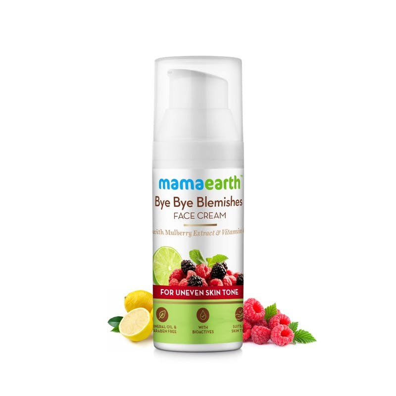 MamaEarth Bye Bye Blemishes Face Cream With Mulberry Extract & Vitamin C, 30g For Uneven Skin Tone