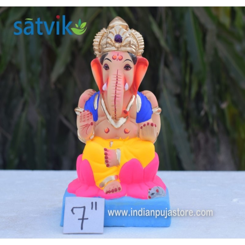 Kamal Aasan Eco Friendly Ganesha Idol Made of Clay Shadu Mati 6 Inches