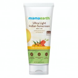 MamaEarth Ultra Light Indian Sunscreen With Carrot Seed & Turmeric, 80g For Sun Protection