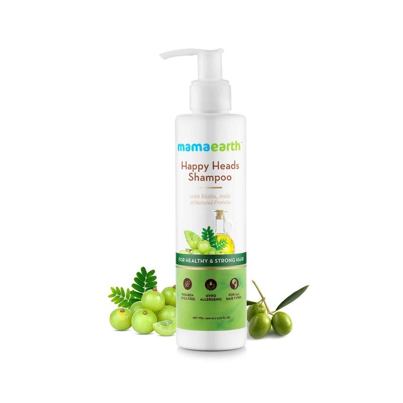 MamaEarth Happy Heads Shampoo With Biotin, Amla & Natural Protein, 200ml For Healthy & Strong Hair