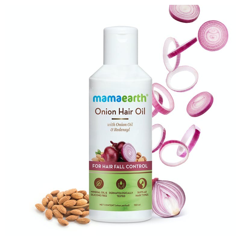 MamaEarth Onion Hair Oil, 150ml with Onion Oil & Redensyl For Hair Fall Control