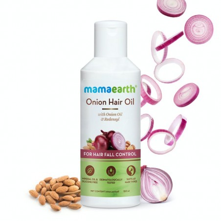 MamaEarth Onion Hair Oil, 150ml with Onion Oil & Redensyl For Hair Fall Control