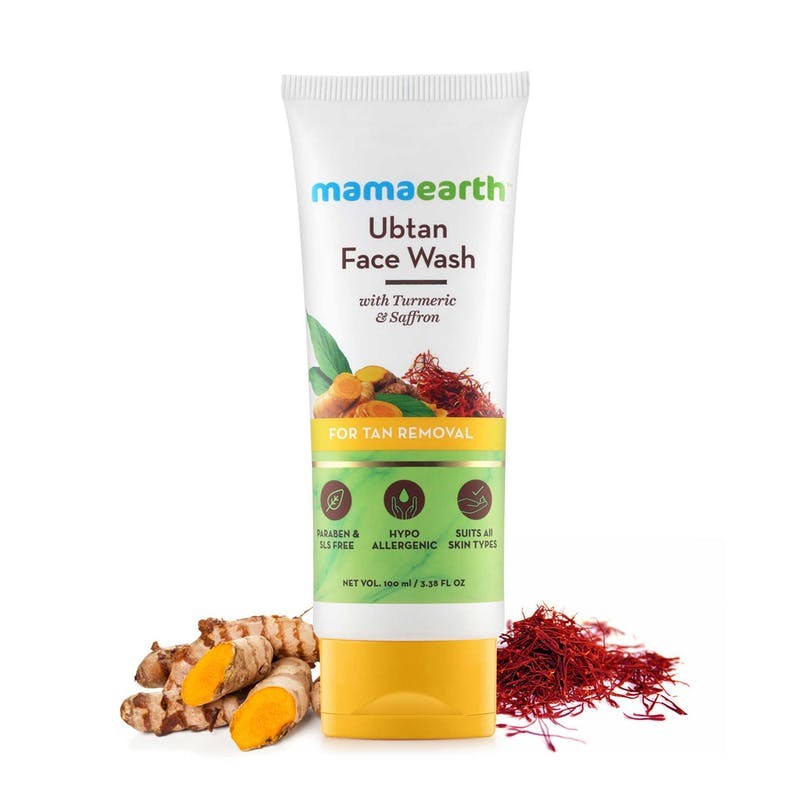 MamaEarth Ubtan Face Wash, 100ml with Turmeric & Saffron For Tan Removal