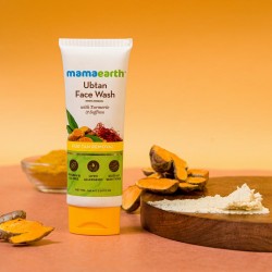 MamaEarth Ubtan Face Wash, 100ml with Turmeric & Saffron For Tan Removal