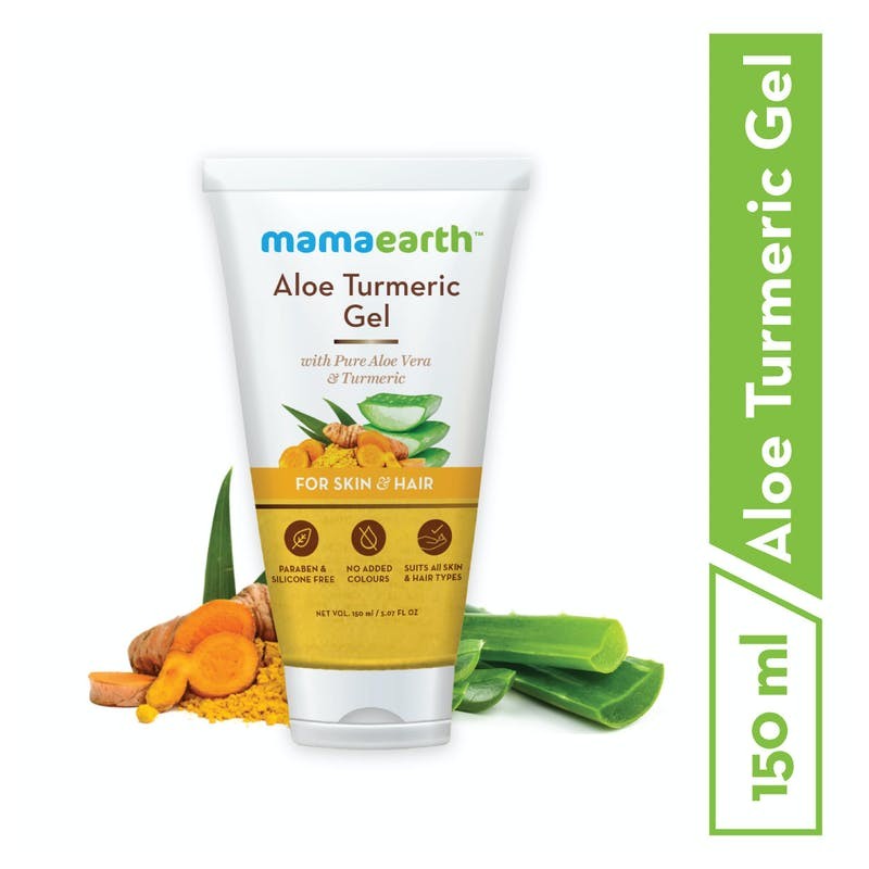 MamaEarth Aloe Turmeric Gel, 150ml with Pure Aloe Vera & Turmeric For Skin & Hair