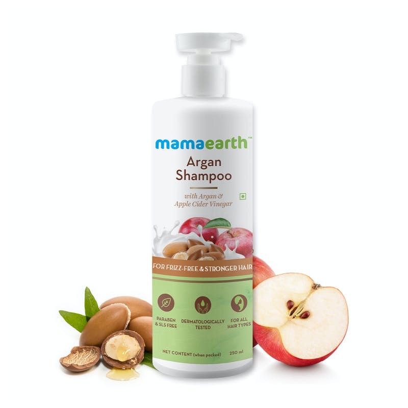 MamaEarth Argan Shampoo, 250ml with Argan & Apple Cider Vinegar For Frizz-Free & Stronger Hair
