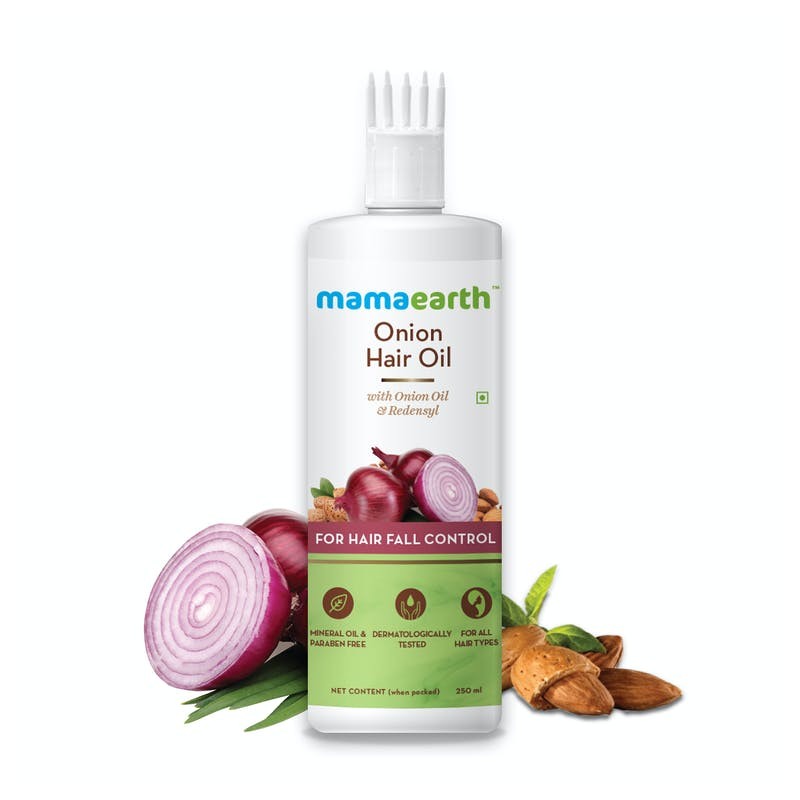 MamaEarth Onion Hair Oil, 250ml with Onion Oil & Redensyl For Hair Fall Control